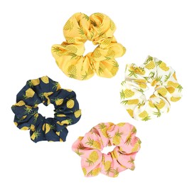Beavorty Elegant Pineapple Pattern Hair Scrunchy 4pcs Elastic Ponytail Holder for Women Hair Bands Ideal for Daily Decor