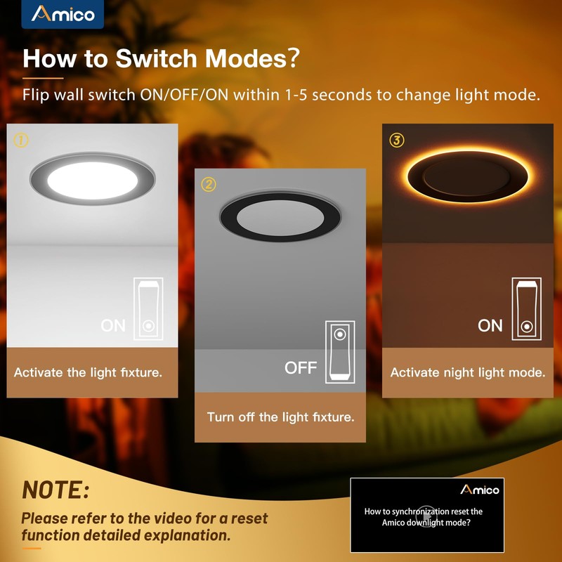 Amico 4 Pack Black 4 Inch 5CCT LED Recessed Ceiling