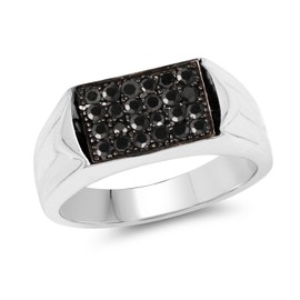 0.42 Carat Genuine Black Diamond .925 Sterling Silver Ring