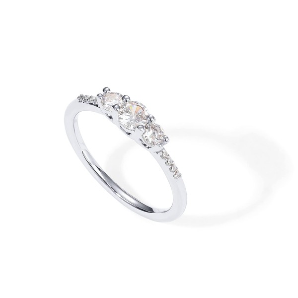 PAVOI 14K Gold Plated Cubic Zirconia Round 3-Stone Ring |