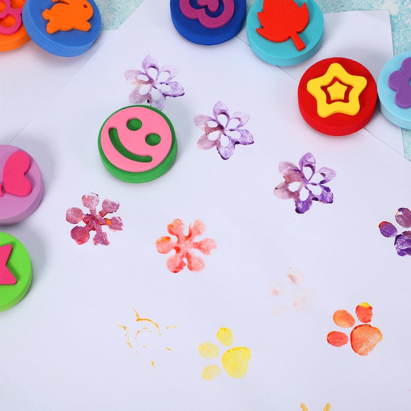 Outus 24 Pcs EVA Painting Sponges Foam Painting Stamper Double-Side