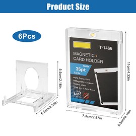6 Set Magnetischer Kartenhalter, 35PT Magnetic Card Holder mit 6 STK Acryl Kartenständer, UV-Schutz Transparente Sammelkarten Hüllen, Karten Hüllen für Standard-Karten, Game Karten, Sportkarten