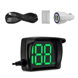 KVAEY Car HUD Headup Display, MPH Warning Car GPS Overspeed Alarm Speedometer with LED Large Font Display+USB Cable Plug, Universal Car Accessories for Car Truck SUV Motorcycle