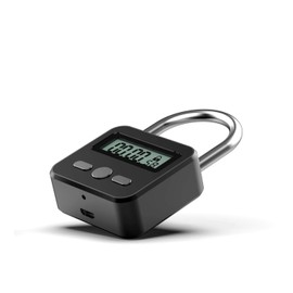 Enajucy Metal Timer Lock - Electronic Time Padlock with LCD Display - USB Rechargeable (Black)