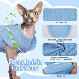 DENTRUN Sphynx Hairless Cats Shirt Pullover Kitten Clothes with Cute Flounced Sleeves Breathable Cat Wear Sweater Jumpsuit Sphynx Outfit Vest