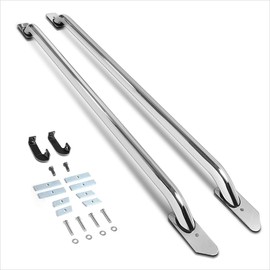 87 Inch Chrome Mild Steel Truck Bed Side Rails Bars w/Stake Holes Compatible with 14-17 Silverado Sierra 96" Bed