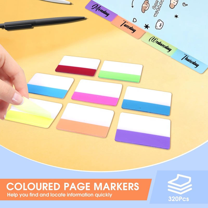 320 Pcs Page Markers Tabs Sticky Index Tabs Writable and