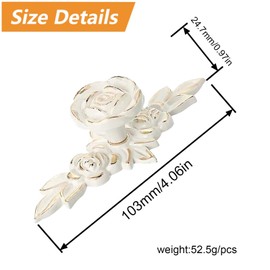 MOROBOR Euro Rose Cabinet Knobs with Backplate, 2pcs Vintage Zinc Alloy Handles Ivory White Drawer Handle Knobs for Wardrobe Dresser Cabinet with Mounting Screws(Golden Edge)