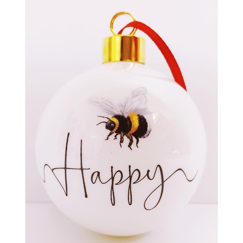 Bee Happy Bauble Fine Bone China 7 cm Gift Boxed
