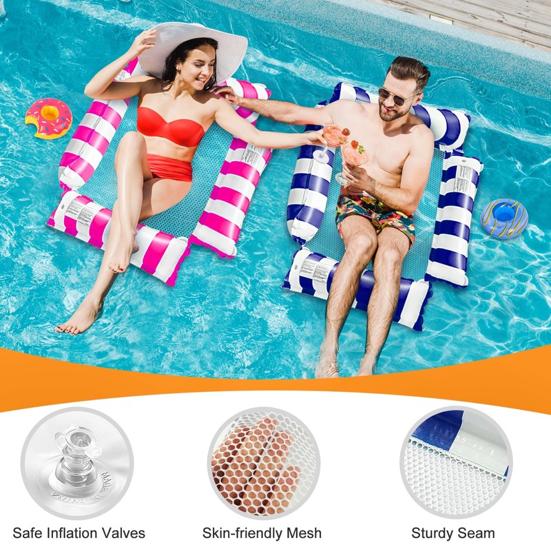 FALUCKYY 2 Pack Pool Float Water Hammock, 4-in-1 Inflatable Pool