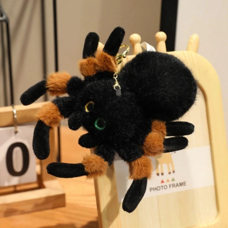Spider Plush Keychain with Expressive Eyes & Soft Fluffy Body