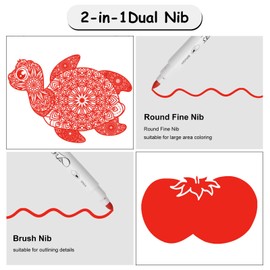 HENGBIRD Pack of 6 Textile Pens Machine Washable, Dual Tip Fabric Markers Permanent, 1-5 mm Fabric Pens Washable Textile Markers, Non-Toxic Fabric Colouring Pens for Personalising Shirts Bags (Red)