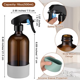 Teenyyou 4 Pack Empty Amber Glass Spray Bottles 16 oz with Silicone Sleeve Protection Clear Refillable Containers for Cleaning Solutions Upgraded Nozzles Bottle Sets for Cleaning Essential Oils Hair