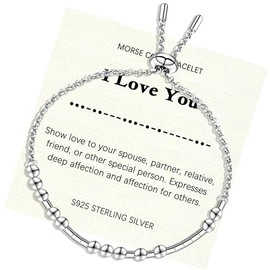Helonley Morse Code Bracelet for Women - 925 Sterling Silver Inspirational Bracelets Adjustable Morse Code Bracelets Charm Jewelry Birthday Gifts Christmas Gifts I Love You, Adjustable, Sterling