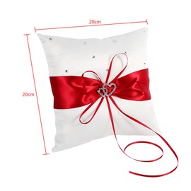 CHEOTIME Wedding Ring Pillow, Ring Bearer Pillows with Holder, 4 Colors Wedding Ring Bearer Holder Pillow Cushion with Bowknot Stain Double Hearts Diamonds(Blue)