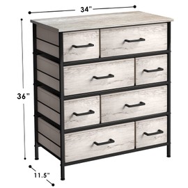 Sorbus 8 Drawer Fabric Dresser for Bedroom - Steel Frame, Wood Top, & Faux Wood Fabric - Tall Storage Chest for Clothes - Portable Stand Up Wardrobe
