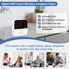 WiFi Caregiver Pager System Life Alert Systems for Seniors No Monthly Fee with Led Number Display Call Button for Elderly Patient Disabled 2 Button 1 Watch Button 1 Receiver (Only Supports 2.4Ghz)