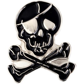 GBJUK Black Skull & Cross Bones Enamel Pin Lapel Badge with Butterfly Clasp Back