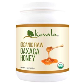 Kevala Organic Raw Oaxaca Honey - Nutritious Honey with no Pesticides and no Sugar Added or Given to the Bees, Natural Sweetener for Cooking and Baking at Home, Great for Pancakes and Waffles, 4 lb