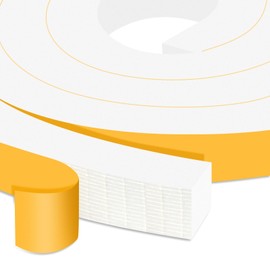 Trisiki Weather Stripping Door Seal Strip, Strong Adhesive Doors and Windows Insulation Soundproof Weatherproof Foam Tape for Sliding Door, Front Door Frame, Window, Lightproof(3/4 In x 3/4 In x 13Ft)