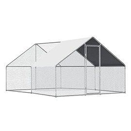 GOJOOASIS Large Chicken Coop Run Walk-in Metal Poultry Cage Outdoor Backyard Hen House with Roof Cover (10'L x 10'W x 6.6'H)
