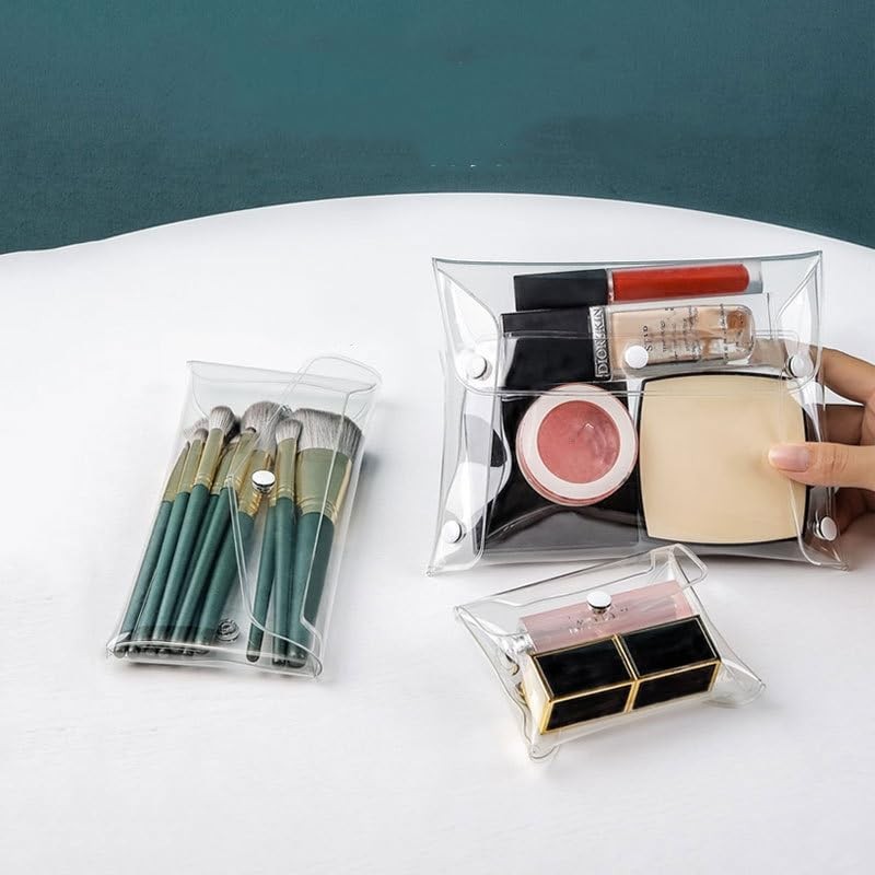 3Pcs Mini PVC Makeup Bag Plastic Cosmetic Organizer Bag Pouch