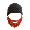 Handmade Knitted Hat Beanie with Removable Red Beard, Black &