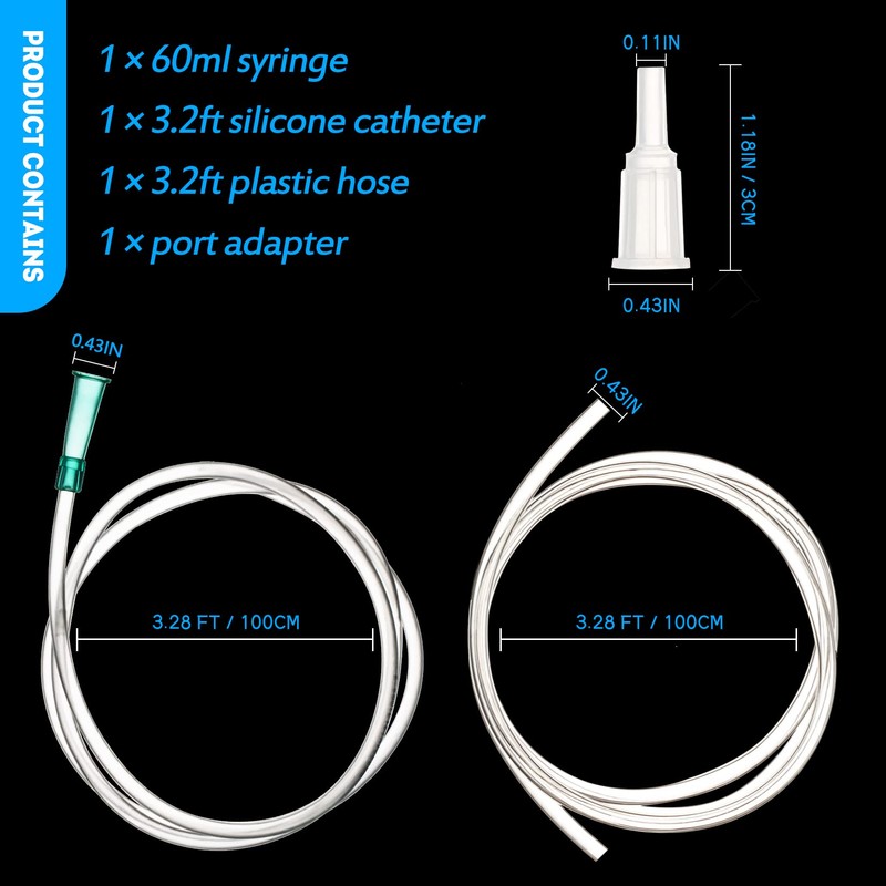 SHAOTONG 60ml Syringe with 40 Inch Tube and Tip Adapter,