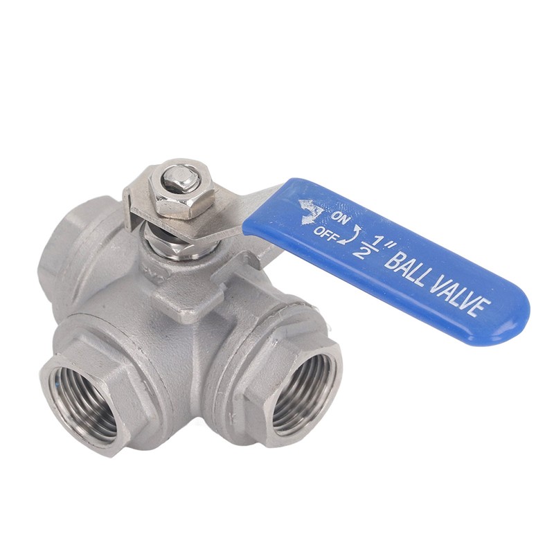 3 Way Ball Valve 1/2in DN15 304 Stainless Steel Female