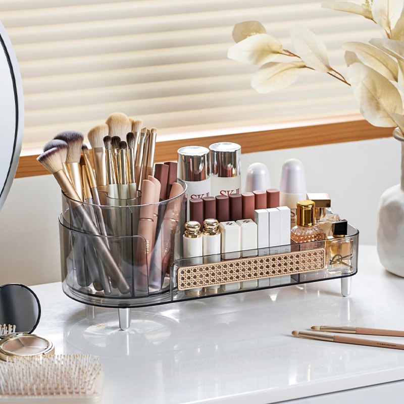 Rotating Makeup Organizer,Large Capacity Countertop Skincare Organizer,2 in 1 Bathroom