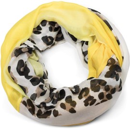 styleBREAKER 01016182 Women's Loop Scarf with Leopard Animal Print Pattern and Colour Blocking Colour Surfaces -