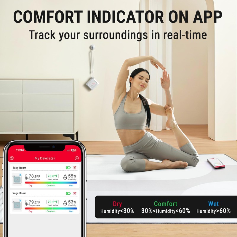 ThermoPro Bluetooth Hygrometer Thermometer for House, 260FT Temperature and Humidity