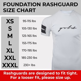 Gold BJJ Foundation Rash Guard - Ranked No-Gi and Gi Jiu Jitsu Rashguard (Short Sleeve, White, XL)