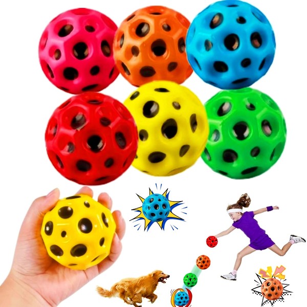 Set of 6 Astro Jump Balls, High Jumping Rubber Ball, Moon Ball, Moon Ball, Lava Ball, A Banging Noise, Mini Bouncing Ball Toy, Bouncy Balls for Kids Party Gift (Putong)