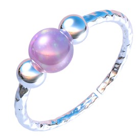 Tiny Silver Helix Hoop - Hammered 925 Sterling Silver Cartilage Earring with a small 3mm Pink Opal - Handmade Hypoallergenic Thin 20 Guage Silver Piercing Hoop