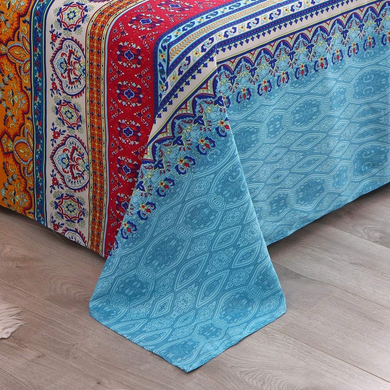 Pangzi Bohemian Retro Bedding Sheet Set,1 Fitted Sheet, 1 Flat,
