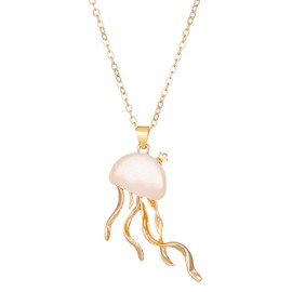 PLOUTOS Gold Jellyfish Pendant Necklace for Women Trendy Ocean Animal Design Elegant Shell Accent Dainty Chain Fashion Jewelry Gift (Gold)