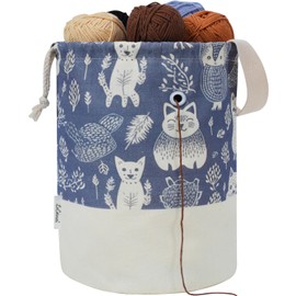 LeCorner Yarn Bag, Large Crochet Bag Organizer, Drawstring Yarn Storage Knitting Bags, Portable Mini Yarn Holder for Crocheting Project, Store Skein Ball, Needles Accessories