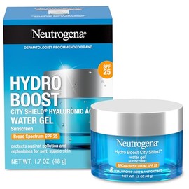 Neutrogena Hydro Boost City Shield Gel de Agua Hidratante para Rostro con SPF 25 de Espectro Amplio, Protector Solar Facial Hidratante con Ácido Hialu