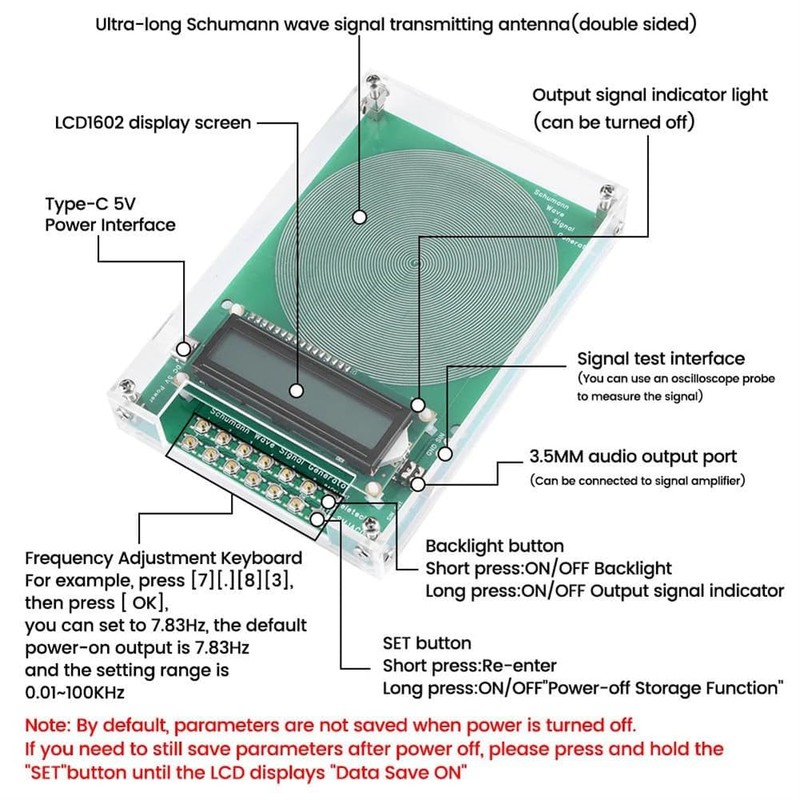 NIZEAMI Custom Frequency Generator V2, 7.83Hz SchumannWave Resonance Generator 0.01Hz~200000Hz
