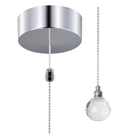 ElekTek Chrome Light Pull Switch Kit with Pull Chain and Connector Acrylic Crystal Ball