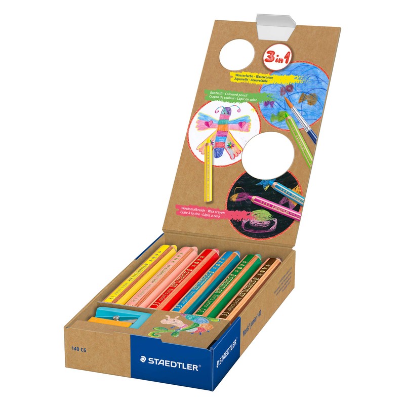 Staedtler 3-in-1 Noris Junior Colouring Pencils (Colourful, Wax and Watercolour