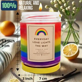 Gifts for G ay Men, Funny Gifts for Boyfriend, Brother, or Husband – Rainbow Candle with Layers, Perfect for Anniversary, Birthday, or Valentine’s Day – Citrus-Vanilla (Every Day Love Lights The Way)