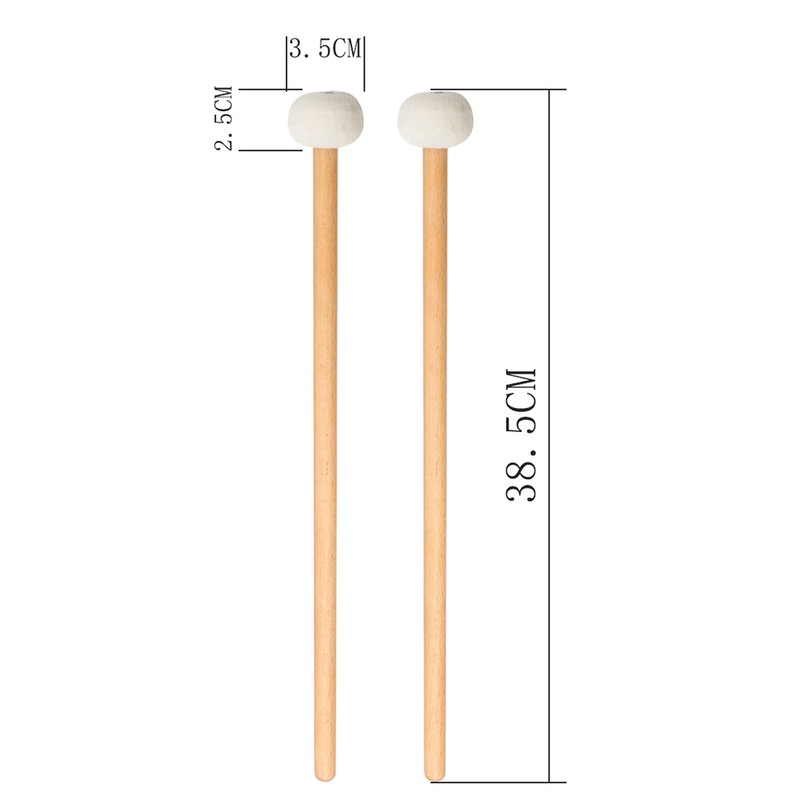 1 Pair Felt Mallets Drum Sticks with Wood Handle for