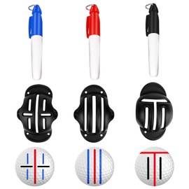 NIFUYOP Golf Ball Line Marker Tool, 3 Golf Ball Marker Stencil and 3 Color Golf Ball Line Marker, Golf Ball Alignment Marking Tool, Golf Ball Stencil with Compact Case Easy to Carry Golf Ball Marker