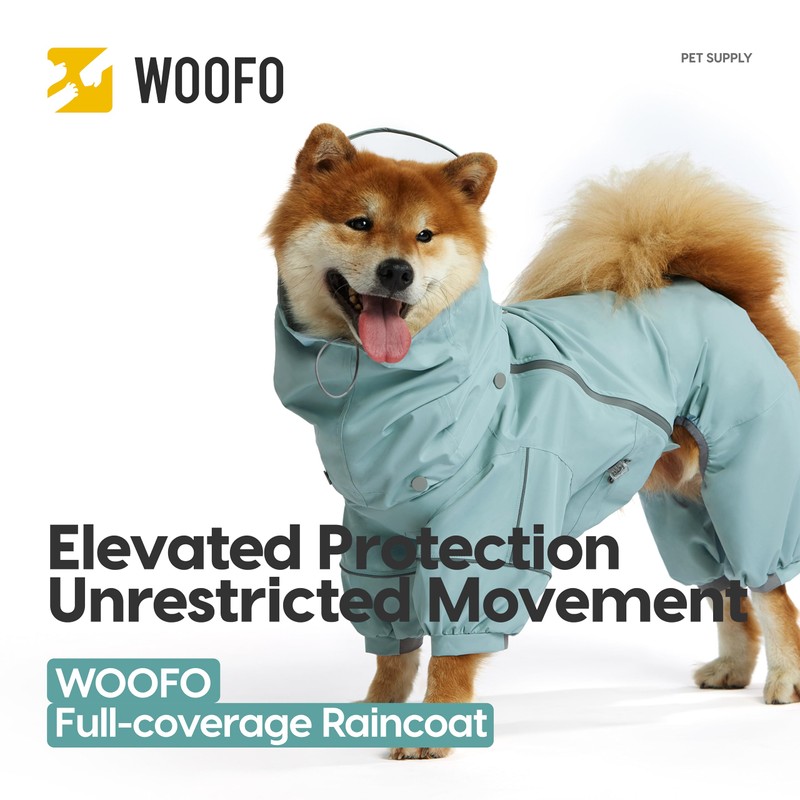 WOOFO Full-Coverage Dog Raincoat, Full Wrap Design for Full Protection,
