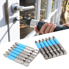 Pack of 12 Cross Screwdriver Bits, Magnetic Alloy Steel Bits Set, 50 mm Long, 1/4 Inch Hex Shank, PZ1, PZ2, PZ3, PH1, PH2, PH3, Multifunctional Slotted Phillips Screws, Tightening Tool Drill Bit