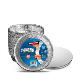 Jicyor 30PCS Round Foil Trays with Lids, 1100ml Tin Foil Containers with Lids, Aluminium Foil Trays with Lids,Round Foil Baking Trays Containers