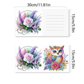 MaiYiYi 6 Pack DIY Owl Diamond Painting Greeting Cards Kit, Bird Diamond Art Greeting Cards, Rose Bird Diamond Painting Cards for Family Friends Holiday Birthday