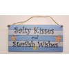 Wooden Seaside Plaque "Salty kisses and starfish wishes" bathroom wall